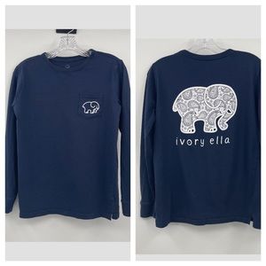 Ivory Ella Graphic Tee Long Sleeve Navy Size XS